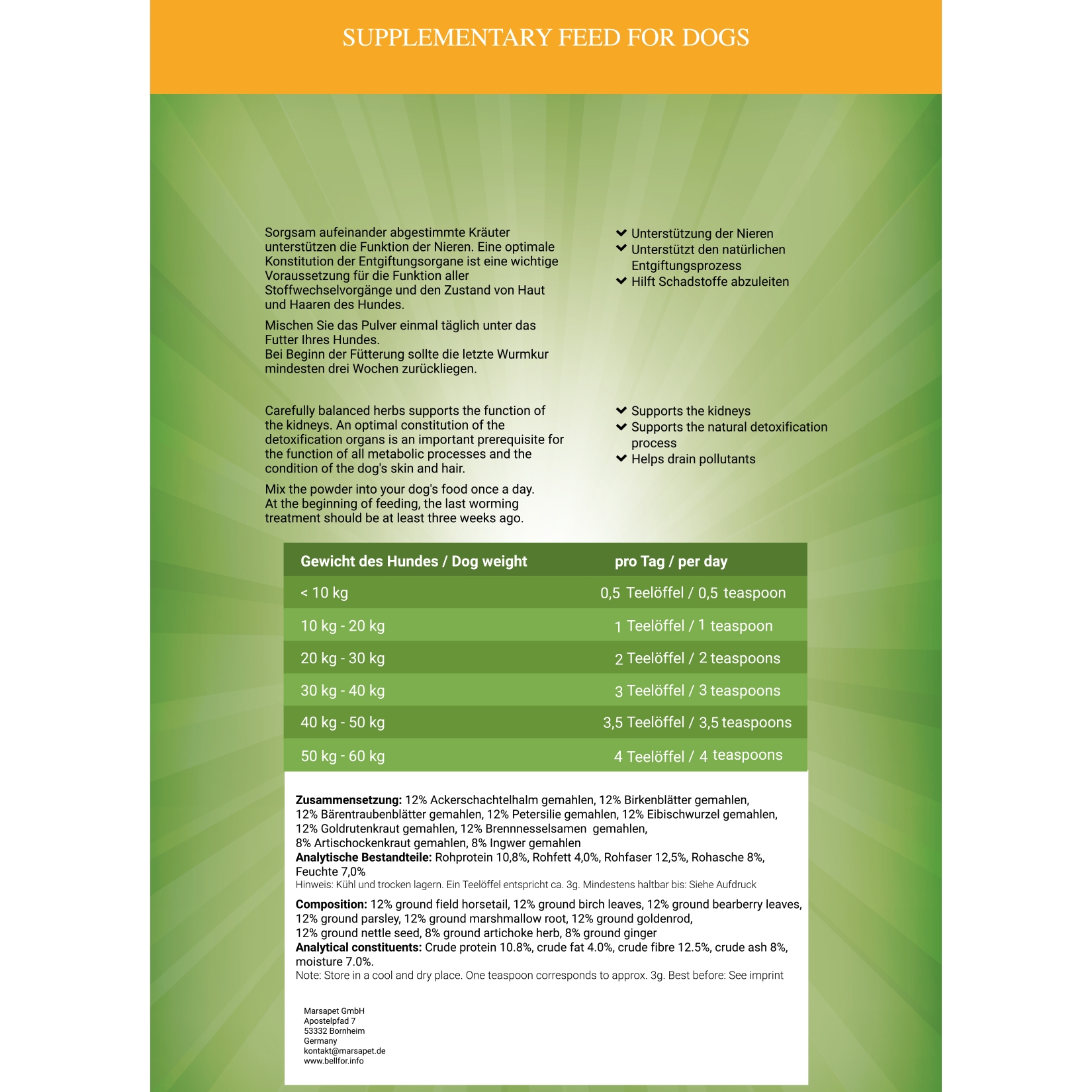 Hypoallergenes Sparset Nr. 10 - Landgut-Menü 2 x 6 x 400 g + Nierenkraft Pulver 80 g